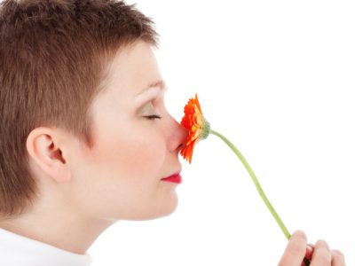 smelling flower