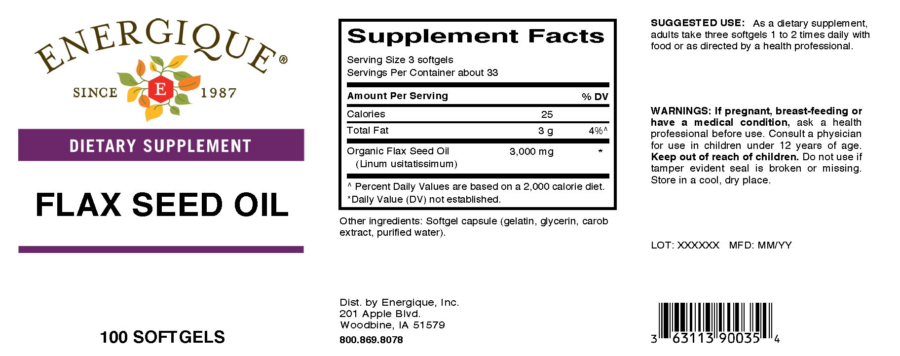 Flax Seed Oil EnergiquePro